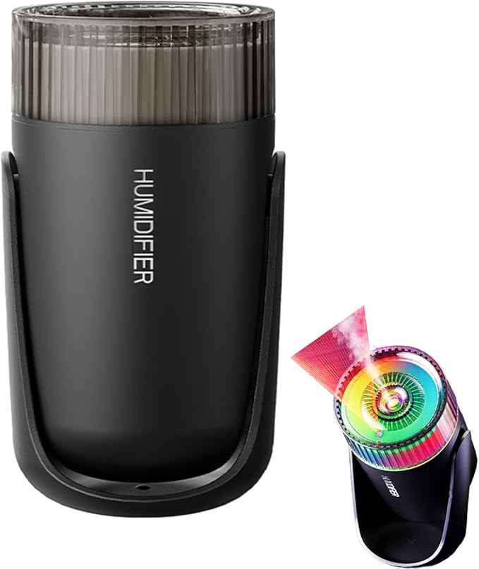 Humidifier with Starry Sky Projection, 360° Rotating Nozzle, Auto Shut-Off, USB-Powered (Black) by Viewmoi