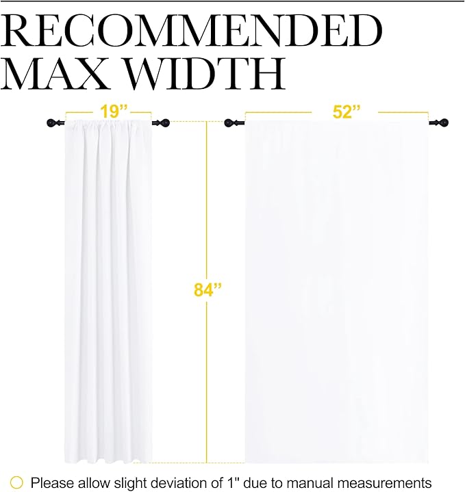 NICETOWN White Bedroom Curtain Panels - Multi-Function Noise Reducing Performance Window Treatment Thermal Insulated Rod Pocket Room Darkening Drapes for Nursery (2 Panels, 52 by 84) - Image 7