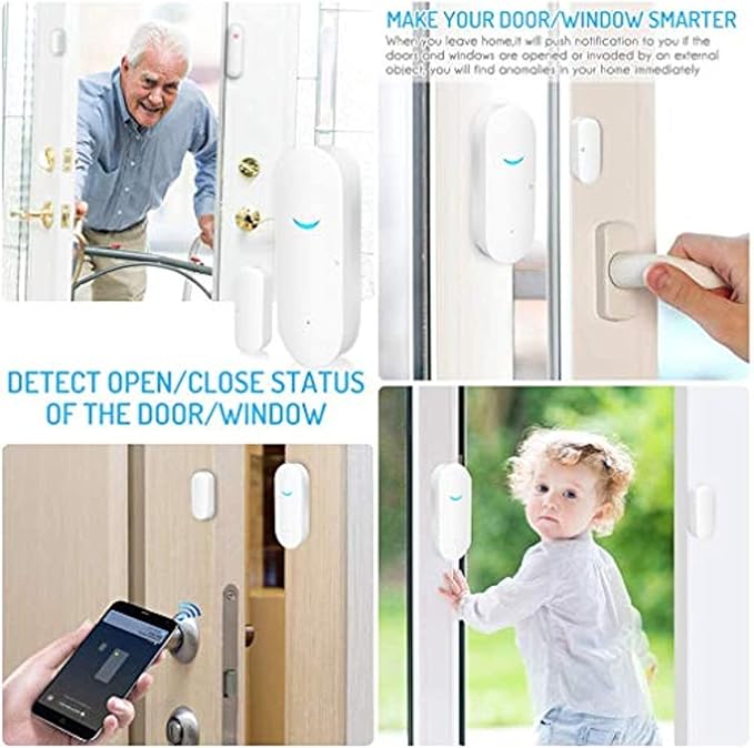 WiFi Door and Window Sensors,Tuya Smart Alarm with Free Notification APP Control Home Security Alarm System, No Hub Required,Compatible with Alexa, Google Home (3-Pack) - Image 6