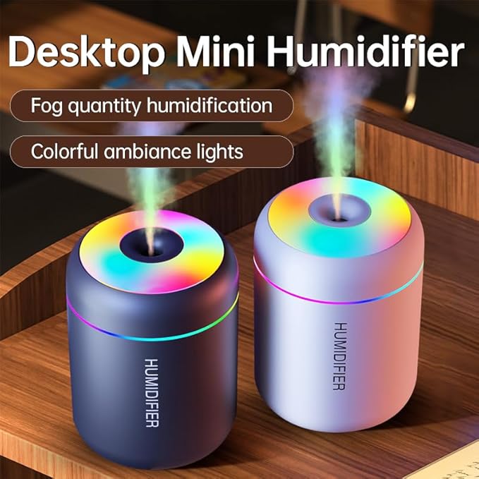 180ml Portable Small Humidifier with Colorful LED Night Light, USB Personal Desktop Humidifier for Car Home Office Travel, Auto Shut-Off, 2 Mist Modes, Super Quiet - Image 2