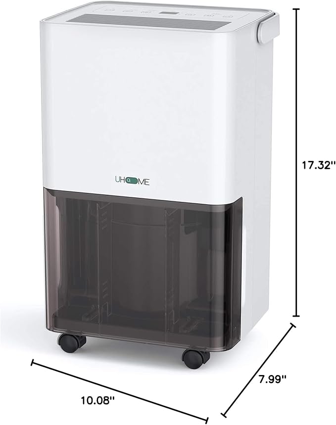 Uhome 30 Pint Dehumidifier - for Basement with Activated Carbon Filter,Ultra Quiet, Humidity Sensor, Auto Shut Off, Continuous Drainage Hose - Ideal Dehumidifiers for Home, 1500 Sq Ft Dehumidifiers - Image 10