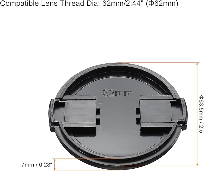 PATIKIL Camera Lens Cap, 2 Pack Sides Pinch Front Lens Cover with Microfiber Cleaning Cloth for 62mm Thread Universal DSLR Lenses for Nikon, for Fujifilm, for Pentax, for Leica - Image 2