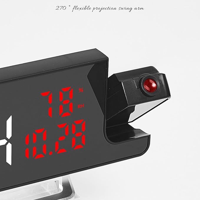 Projection Clock - 7.6x1.5x3.4in Rotatable Projector Display, Led Digital Timepiece, Mullti Scenario Application Alarm Device | Portable Temperature Humidity Monitor Bedroom Technology Enthusiasts - Image 7