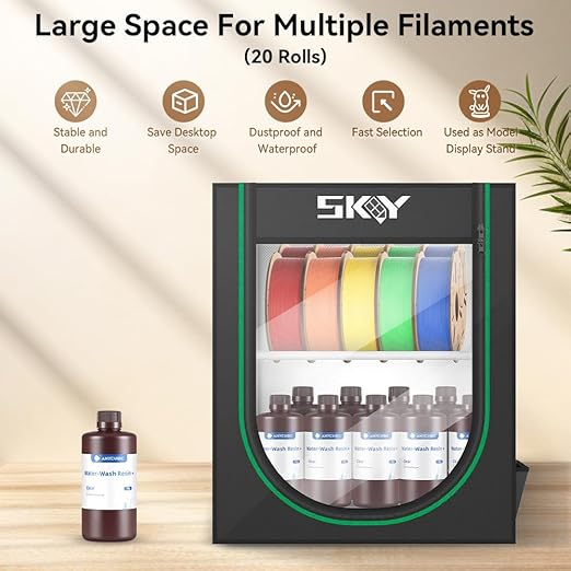 Lutyr 3D Printer Filament Storage Rack, 20 Roll Pack, Iron, Metallic Multicolor, Expandable, Tiered Shelf, 2 Shelves, 12.5kg Capacity, Tabletop, 3D Printing Accessories, Model Display - Image 2