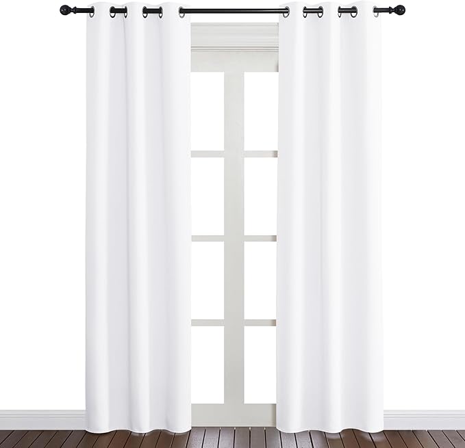NICETOWN Pure White Window Curtain and Drape, 1 Panel, 34 by 84, Easy Care Solid Thermal Insulated Grommet Room Darkening Drapery for Kid's Room - Image 2