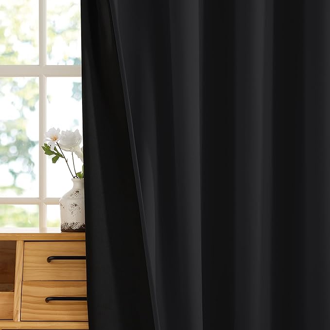 RYB HOME Extra Long 100% Blackout Room Divider Curtains for Bedroom 108 Inch Long, Extra Wide Privacy Sliding Door Blinds for Patio/Living Room/Dining, 1 Panel, W100 x L108, Black - Image 7