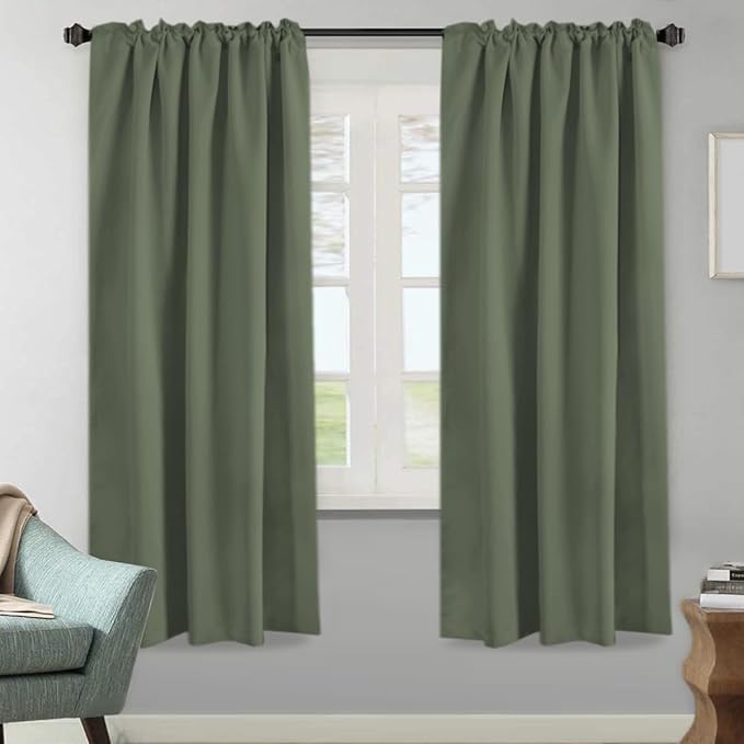 H.VERSAILTEX Blackout Curtains Thermal Insulated Window Treatment Panels Room Darkening Blackout Drapes for Living Room Back Tab/Rod Pocket Bedroom Draperies (2 Panels, Bronze Green, 52 x 72 Inch) - Image 2