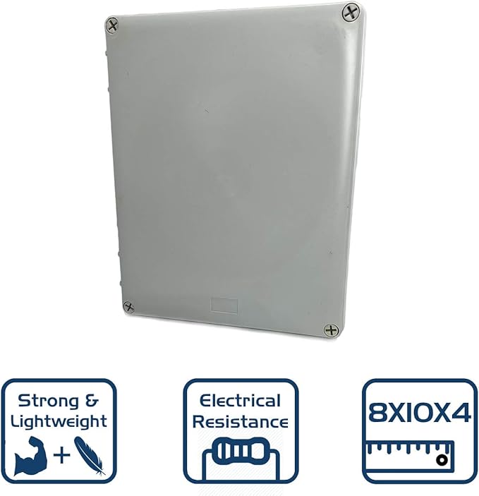 Co. 10" x 8" x 4" Weather & Dust Proof IP65 PS Plastic Universal Electrical Junction Conduit Box and DIY Project Enclosure, Use for Outdoor and Indoor (1 Pack) - Image 6