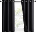 NICETOWN Complete 100% Blackout Curtain Set, Black, 37" W by 50" L, Double Panels, Thermal Insulated & Energy Efficiency Window Draperies with Black Liner, Noise Reducing Short Curtains for Kids Room by NICETOWN