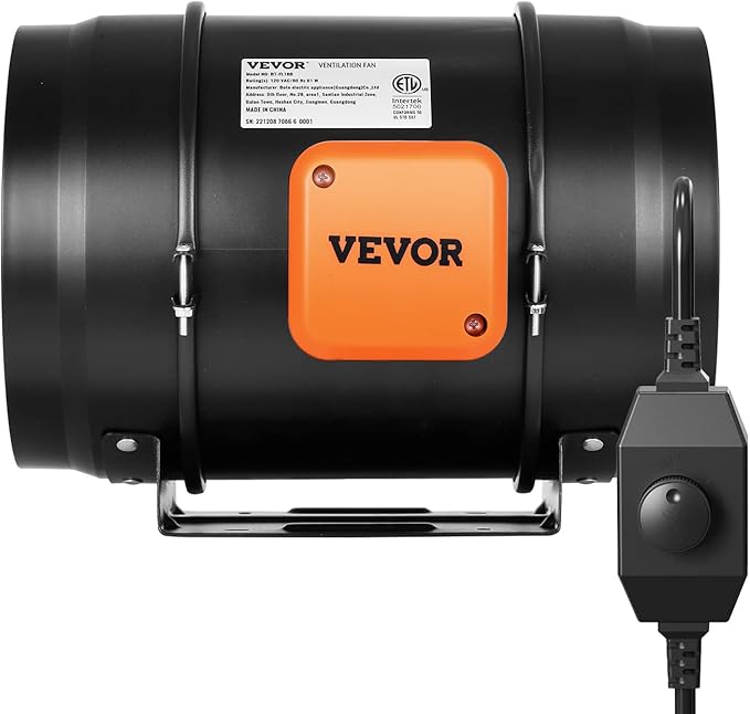 VEVOR Inline Duct Fan, 8-Inch 750 CFM with Variable Speed Controller, Quiet AC-Motor Ventilation Exhaust Fan for Cooling Booster, Grow Tents, Hydroponics - Image 9