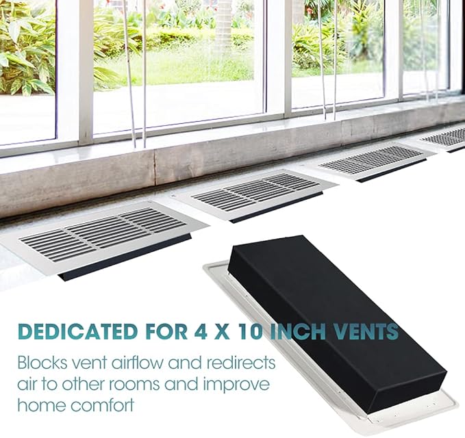 Buzzlett 4-Pack Complete Airflow Seal Rubber Vent Cover for Floor, Wall & Ceiling Vents, Home & RV Air Registers, 4 x 10 - Image 6