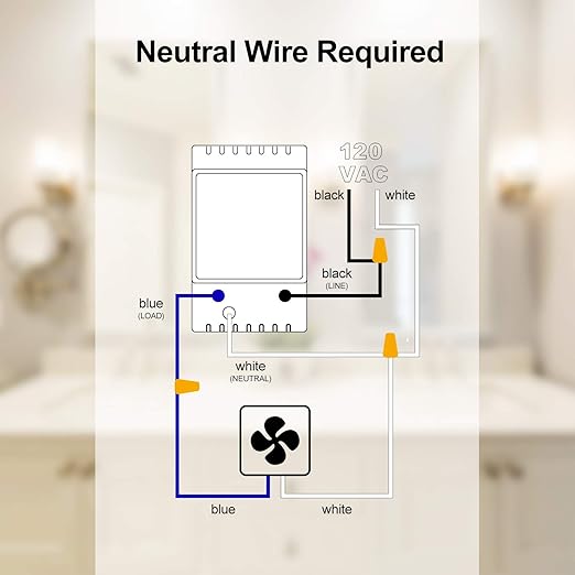 [New Generation] Humidity Sensor Switch, Ortis in-Wall Bathroom Fan Automated Control Switch, Air Moisture Detection, Neutral Wire Required, White, 120V/220V - Image 6
