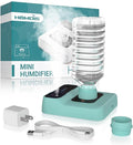 Travel Humidifier, Portable Small Humidifier for Plants, Bedroom, Office, Hotel or Car, 5000mAh Battery Operated Mini Cool Mist Humidifiers, Quiet 23dB, Auto-off, Night Light & BPA-Free, Green by HOMDIS
