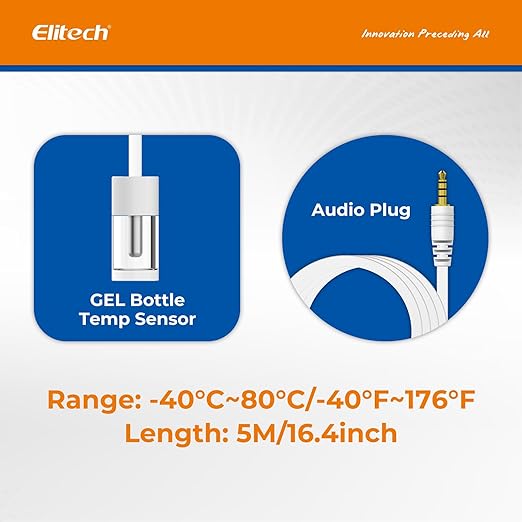 Elitech Glycol Temperature Probe for RCW-360Pro, -40°F to 176°F, 16.4ft Cable Auto-Detection Digital Sensor with Individual Calibration Certificate for Medical Pharma Validation, TD3X-TE(GLE)-R-5M - Image 3