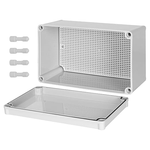Junction Box，9.8"x 5.9"x 5.1" Outdoor Electrical Box with Mounting Plate, IP67 Dustproof Waterproof ABS Plastic Project Box, DIY Electrical Enclosure Gray (250x 150x 130 mm) by HoHaing