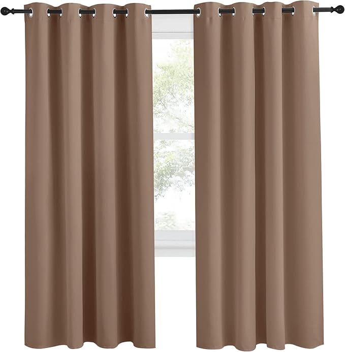 NICETOWN Grommet Top Blackout Curtain Panel, 55 inches Wide by 78 inches Long, 1 Piece, Cappuccino Color, Thermal Insulated Room Darkening Drape for Villa/Apartment/Rental Room - Image 2