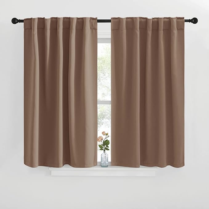 NICETOWN Blackout Curtains and Drapes for Kitchen - (Cappuccino Color) 42 inches Wide by 40 inches Long, 2 Panels Set, Thermal Insulated Blackout Window Drapes by NICETOWN
