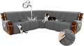 Arfntevss Waterproof Recliner Sectional Couch Covers for Reclining L Shape Sofa Cover Non Slip Washable L Shaped Slipcover Sets for Dog Furniture Protector (5 Seat with 2 Console Cover, Dark Gray) by Arfntevss