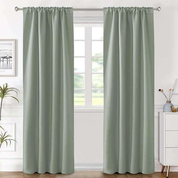 H.VERSAILTEX Blackout Curtains Thermal Insulated Window Treatment Panels Room Darkening Blackout Drapes for Living Room Back Tab/Rod Pocket Bedroom Draperies (2 Panels, Cyan, 42 x 84 Inch) - Image 2
