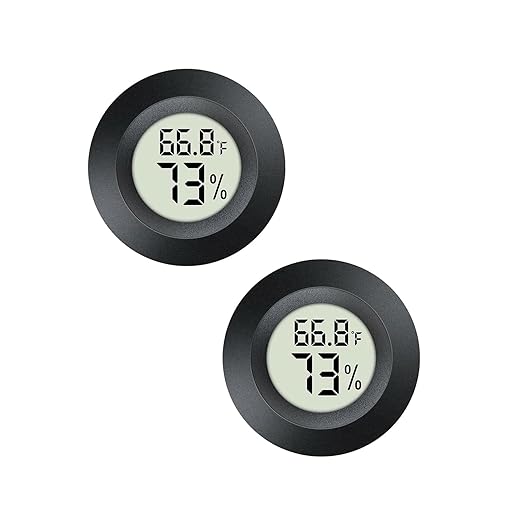 2pcs Mini Hygrometer Thermometer Indoor Outdoor Round Humidity Meter Temperature Gauge Humidity Sensor Fahrenheit Switchable Celsius Monitor for Humidor Reptile Jars 3D Printer by Maiweitong