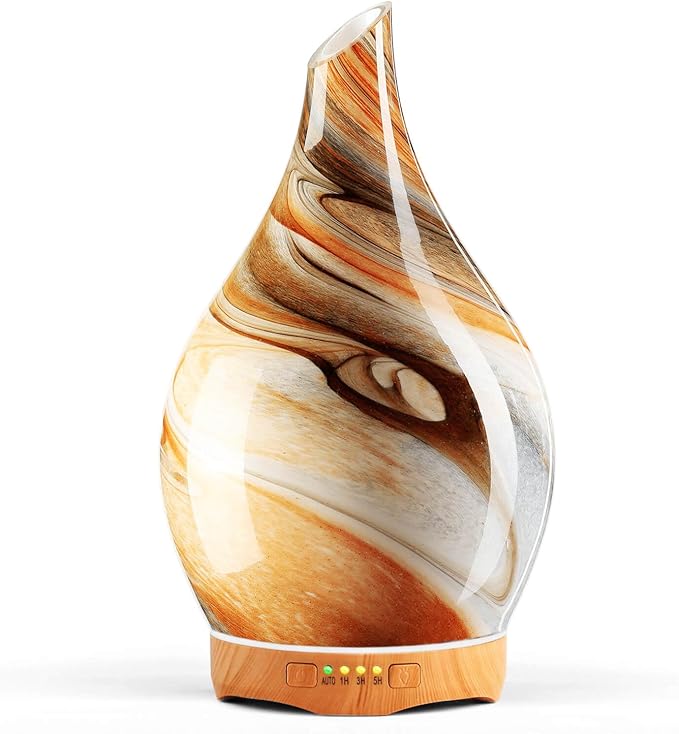 Porseme 280ml Glass Essential Oil Diffuser Aromatherapy Ultrasonic Cool Mist Humidifier 7 Running Hours Waterless Auto-Off Air Diffusers for Sleeping, Yoga, Office Working, Spa and Rest (Deep Desert) by Porseme