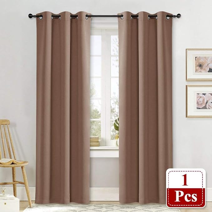 NICETOWN Room Darkening Curtain Blackout Drape Window Treatment Thermal Insulated Solid Grommet Blackout Curtain/Drape for Bedroom (1 Piece, 42 by 84 inch, Cappuccino) - Image 3