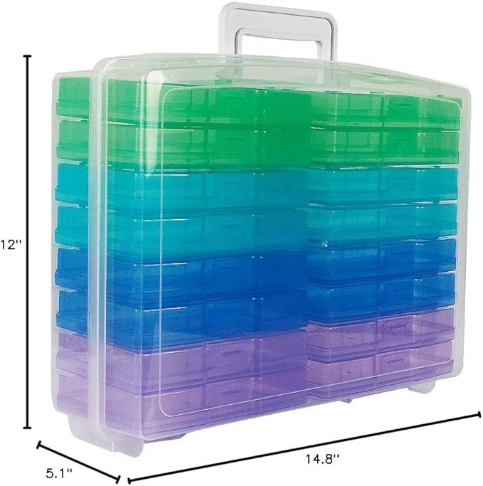 novelinks Transparent 4" x 6" Photo Organizers and Photo Storage Box with Handle, 16 Inner Photo Cases, Portable Picture Organizers & Photo Storage Containers (Cool-Colored) - Image 8