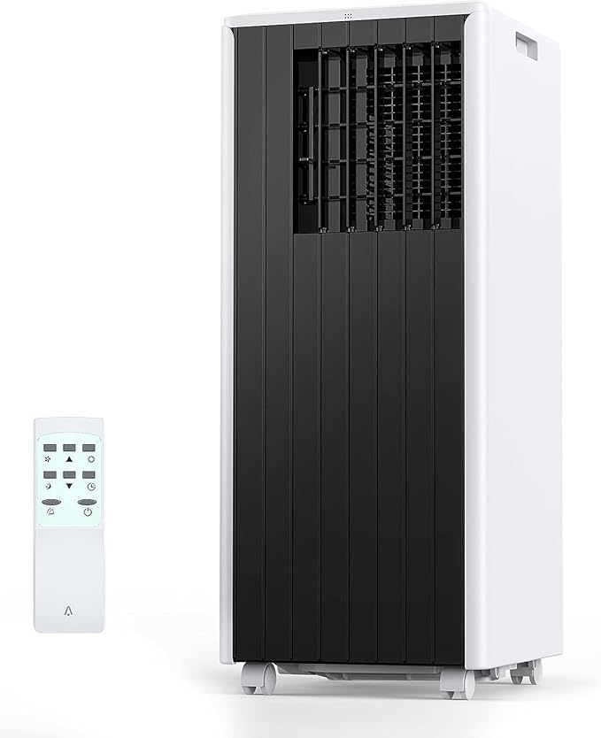 8000 BTU Portable Air Conditioner-3-In-1 (Cool/Dehumidify/Fan) With Remote, LED Touch Control & 24H Timer, Air Conditioners Cools Rooms Up to 350 Sq.Ft for Home, Office & Dorm Rooms (Black & White) by IDEALHOUSE