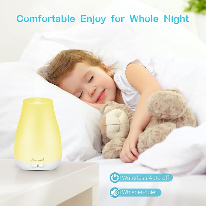 Homeweeks Diffusers, 100ml Colorful Essential Oil Diffuser with Adjustable Mist Mode, Auto Off Aroma for Bedroom/Office/Trip (100 ML 1 Pack) - Image 7