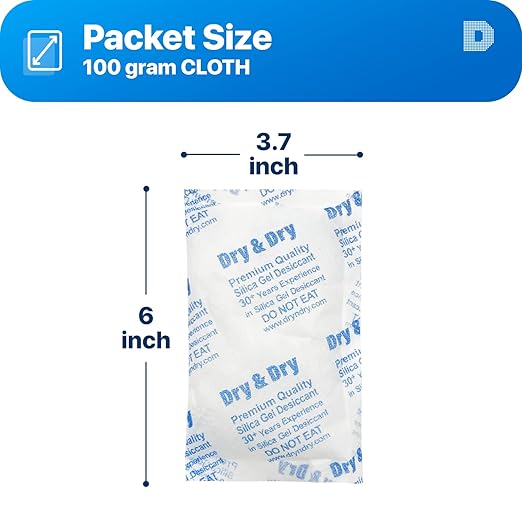 Dry & Dry 100 Gram [30 Packets] Silica Gel Packets Desiccants, Silica Packets - Rechargeable Silica Gel Packs, Desiccants Packets, Silica Gel - Image 2