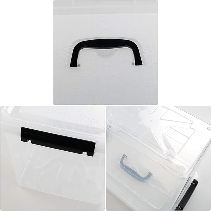 Farmoon 12 Quart Clear Storage Bin, Plastic Stackable Box/Cotainer with Lid and Black Handle - Image 5