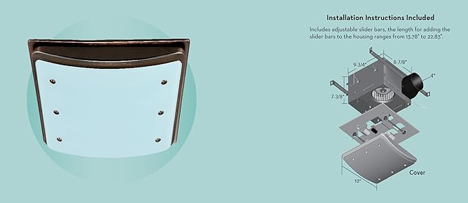 Good Housekeeping 90065 Buckingham Decorative Bathroom Ventilation Exhaust Fan with Light and Nightlight, Medium, Imperial Bronze - Image 4