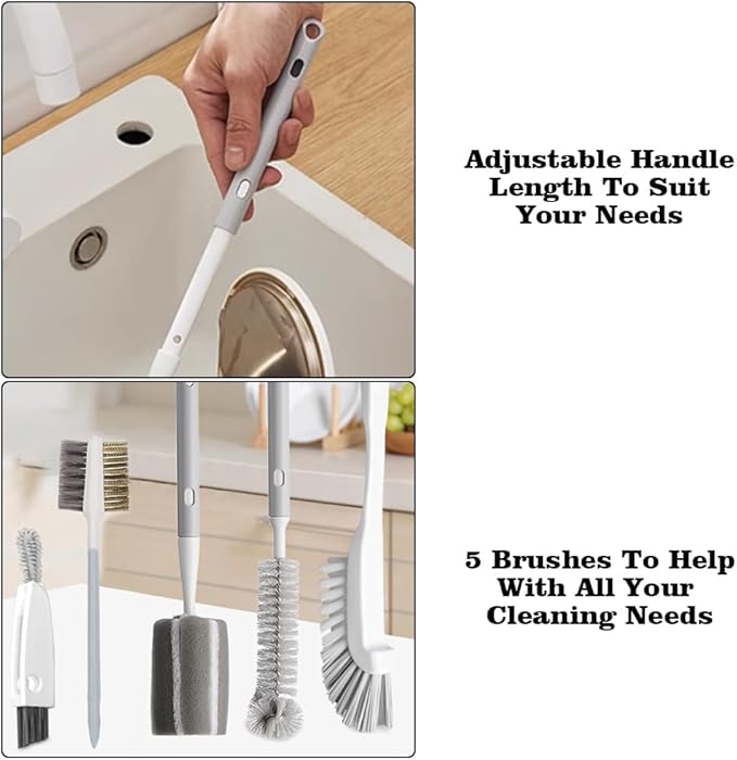 WAYUTO Portable Bottle Brush Set with Hanging Hole Blender Cleaning Brush Set Kitchen Cleaning Brush Set Travel Cleaning Brush Set for Mixers Bottles Containers Glasses Jars - Image 5