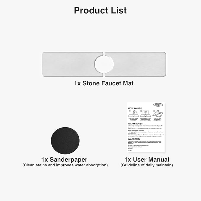 20" x 4" Stone Faucet Mat for Kitchen Sink, Quick Drying Diatomite Sink Tray, Faucet Sink Splash Guard for Prevents Moisture Buildup (White) - Image 7