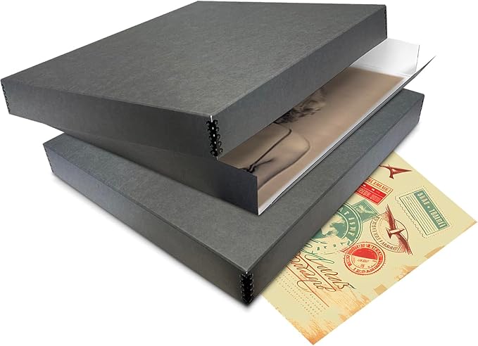 Lineco Museum Archival Storage Box, 20.75x24.75x3 in. Drop Front Design. Acid-Free with Metal Edge. Organize Photos, Pictures, Prints, Documents, Crafts, DIY. Gray, 1 Pack - Image 9