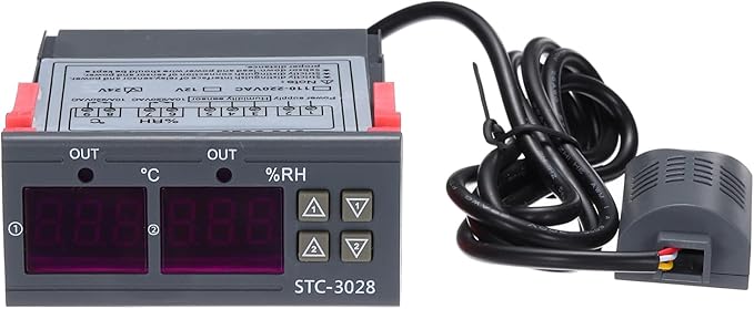 MECCANIXITY STC-3028 10A DC 24V Digital LED Temperature Controller Intelligent Digital Display Temperature and Humidity Controller for Fridge Greenhouse by MECCANIXITY