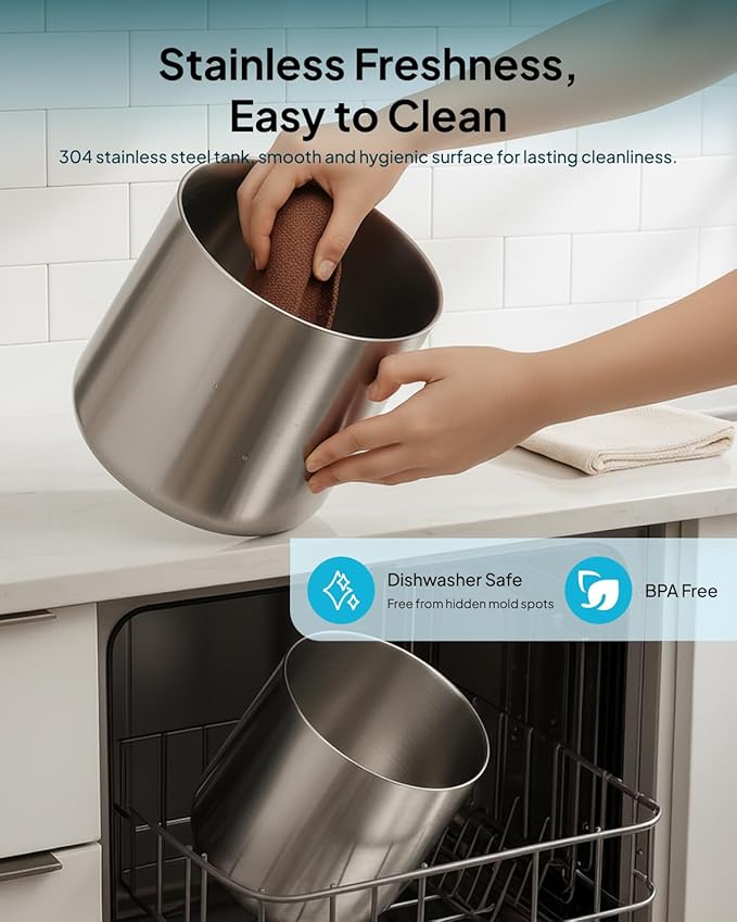 7L Ultrasonic Stainless Steel Cool Mist Humidifier for Bedroom & Large Room, Top Fill, Ultra Quiet 24dB, 3 Mist Levels, Easy Clean Dishwasher Safe Humidifier for Living Room Office - Image 2
