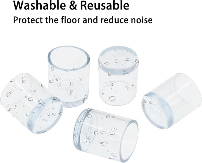 Round Chair Leg Caps,PVC Furniture Feet Covers,TTZEZE Transparent Round Floor Protectors,Clear Table Feet Covers Preventing Plastic Chair Leg Covers Scratches and Noise 16mm/0.63'', 24 - Image 5