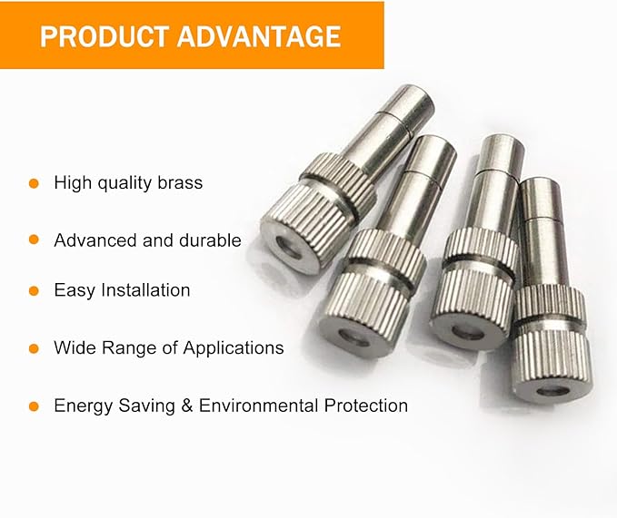 20pcs Brass Mister Nozzles, 6mm Misting Nozzles for Outdoor Cooling System, Landscaping, Air Humidification, Greenhouse Irrigation (without Filter, 0.008"/0.2mm Orifice) - Image 5