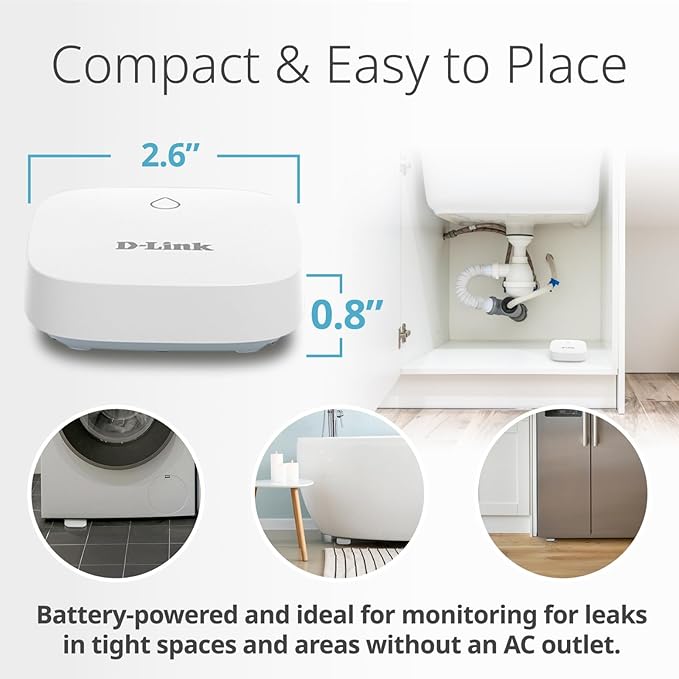 D-Link Add-on Remote Battery-Powered Water Leak Sensing Pod, Long-Range, Compatible Only with SW-A11KT, Single and Multi-Pack (SW-A2) - Image 3