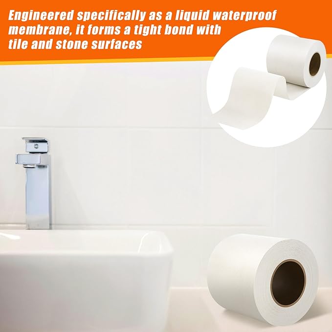 6 Inch x 100 ft Waterproofing Membrane Fabric Roll DIY Shower Waterproofing Anti Fracture and Reinforcing Uncoupling Waterproof Membrane for Shower Wall Tile Floor Bathroom Floor Sauna Room - Image 5