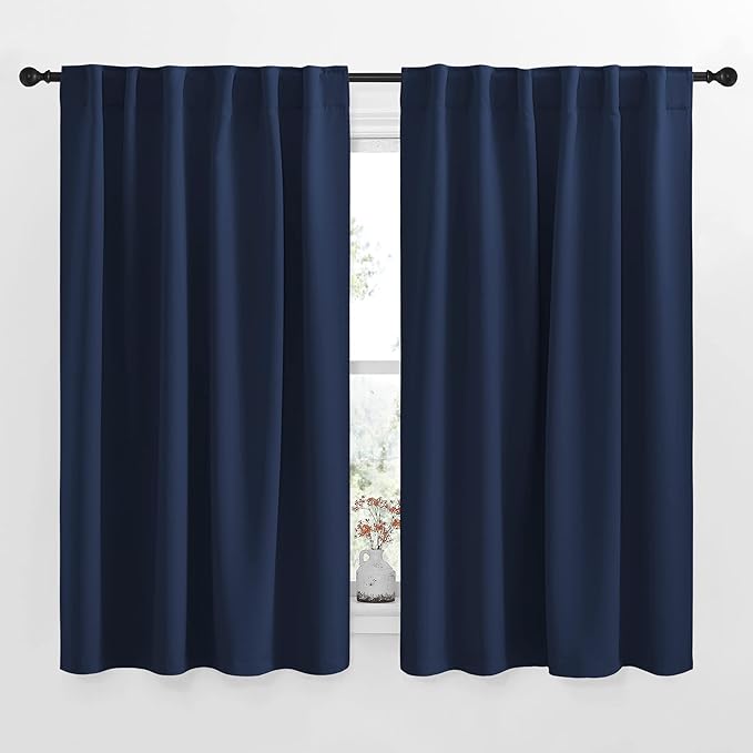 NICETOWN Blackout Curtains Window Drapes - (Navy Color) 52 inches W by 63 inches L, Set of 2, Blackout Curtain Panels for Boy's Nursery by NICETOWN