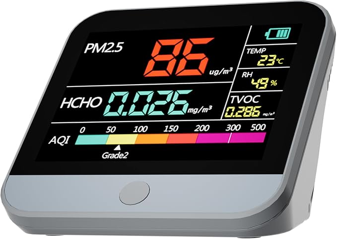 13 in 1 Air Quality Tester for Home, Indoor Air Quality Monitor, with PM1/PM2.5/PM10/Particle Counter/AQI/Humidity/TVOC/Temperature/Formaldehyde, Portable Air Quality Sensor by Unknown