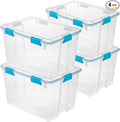 Sterilite 4-Pack Gasket Box, Weather-Resistant Storage Bins with Latching Lids, 80 Quart - Heavy-Duty Organizing Containers for Closet, Bathroom, and Office by Sterilite