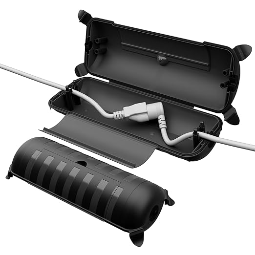 RESTMO 2 Pack Outdoor Waterproof Electrical Box, Weatherproof Connection Box, Extension Cord Cover, Safety Seal Enclosure to Protect Extension Cables, Strip Light, Power Tool, Timers, Black by Restmo