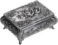 Hipiwe Vintage Metal Jewelry Box Small Trinket Jewelry Storage box For Rings Earrings Necklace Treasure Chest Organizer Antique jewelry Keepsake gift Box Case for Women (Small) by Hipiwe