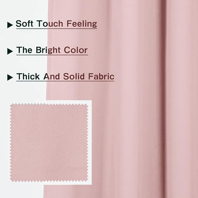 MYSKY HOME Pink Curtains for Living Room, 63 Inch Long Grommet Room Darkening Curtain for Girls Bedroom, Amazing Triple Weave Thermal Insulated Blackout Curtain, 1 Curtain Panel, 42 x 63 Inch, Pink - Image 3