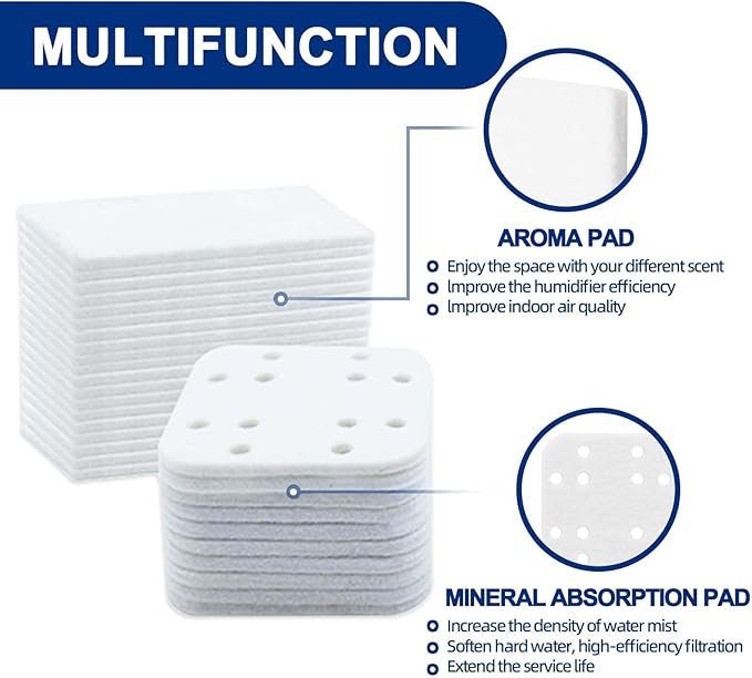 Humidifier Replacement Filters 20 Pack and Replacement Aroma Pads 20 Pack - Compatible with LEVOIT LV600HH, LV600S, OasisMist450S, OasisMist600S - Descaling Pads, White - Image 2