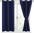 Hiasan Blackout Curtains for Bedroom - Thermal Insulated & Light Blocking Window Curtains for Living Room, 2 Drape Panels Sewn with Tiebacks, Navy Blue, 38 x 54 Inch by Hiasan