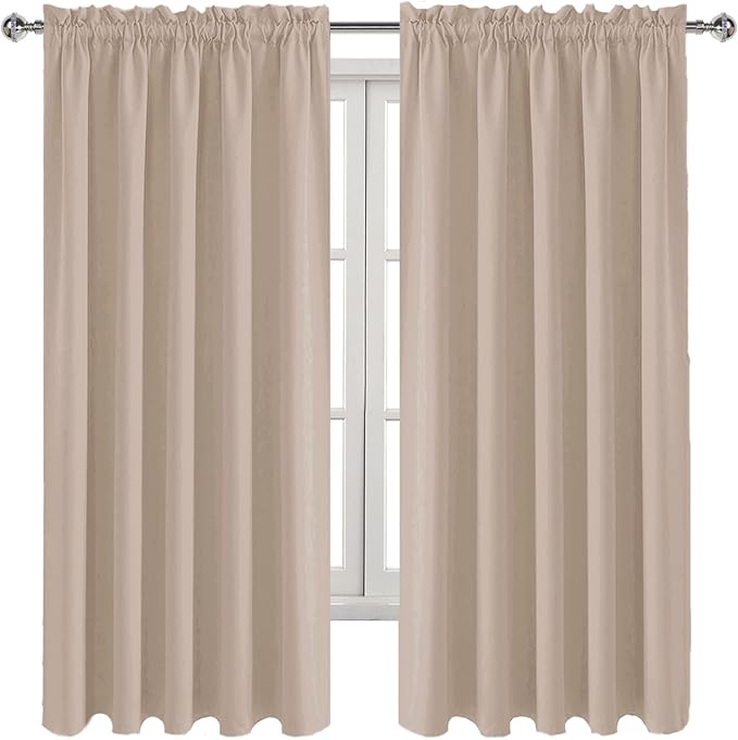 DWCN Blackout Curtains for Living Room Thermal Insulated, Energy Saving & Noise Reducing Bedroom Curtains, Camel, W 60x L 63 Inch, Set of 2 Rod Pocket Curtain Panels - Image 9